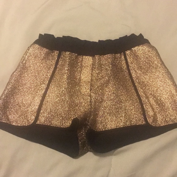 Whitney Eve Pants - Metallic gold/black stretch shorts
